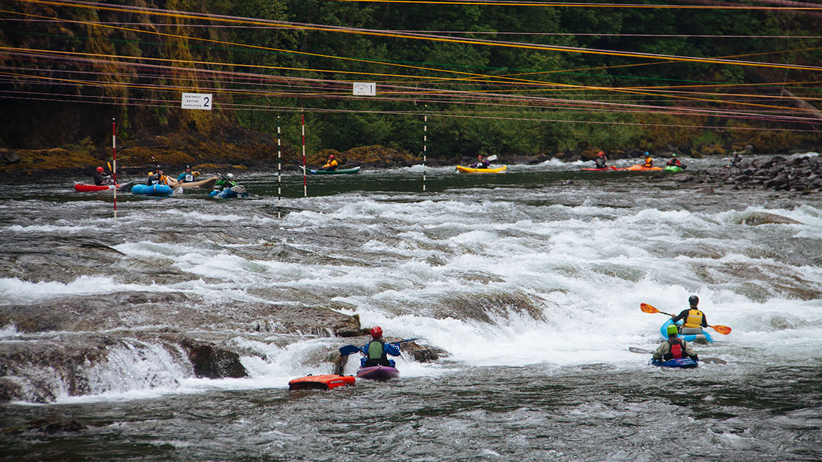 Kayaking Carter Falls during the Upper Clackamas Whitewater Festival