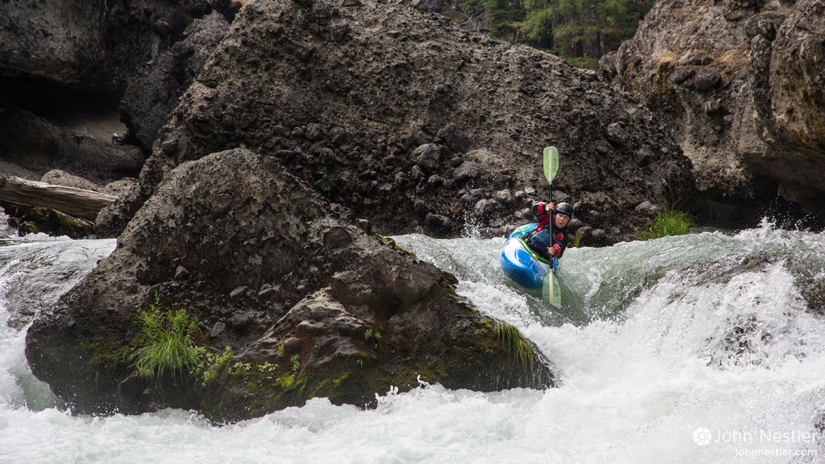 Emily kayaking Takelma Gorge on the Rogue River